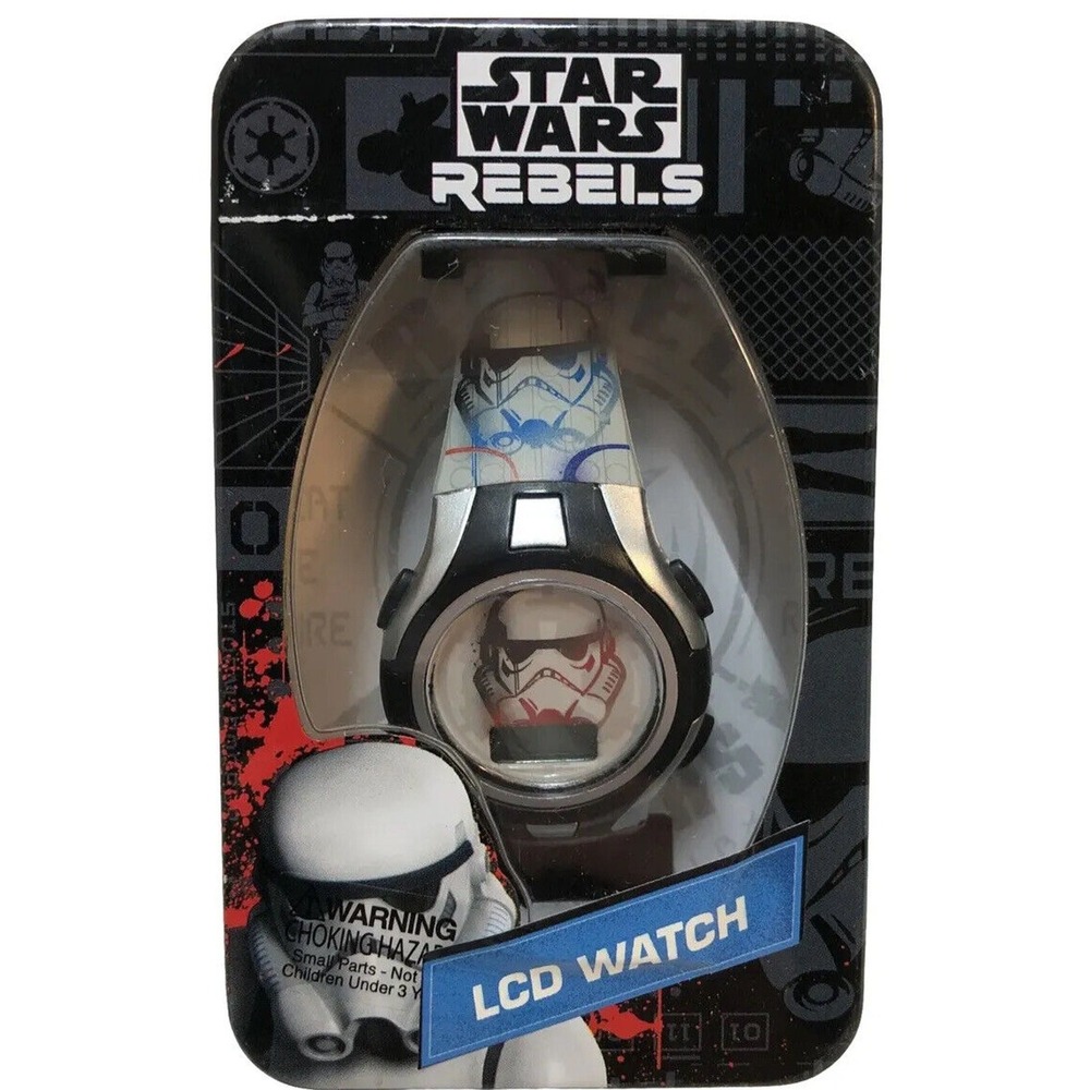NEW Star Wars Rebels Stormtrooper LCD Watch MZ Berger w/Collector Tin Disney